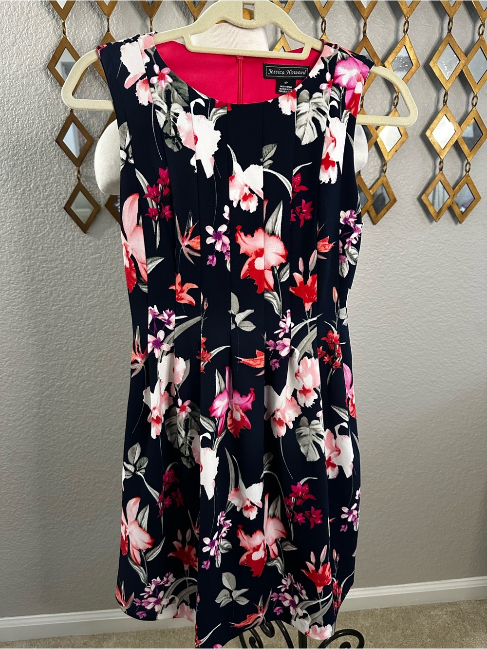 Jessica Howard Navy Tropical Floral Fit & Flare